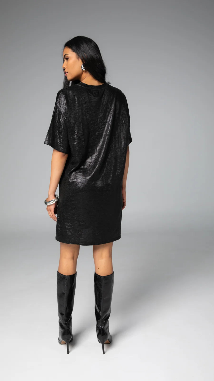 Sienna Sparkle Dress Top - Black - detail