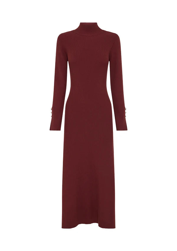 Vela Knit Dress in Cranberry - front view