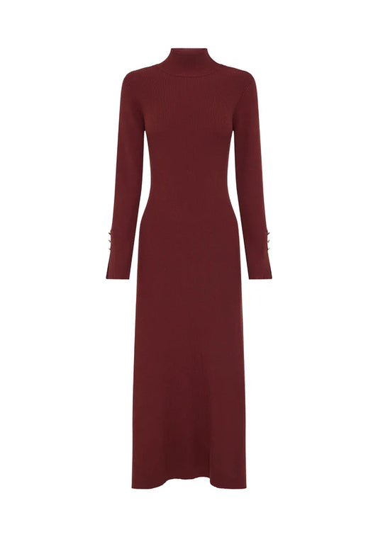Vela Knit Dress in Cranberry - front view