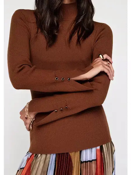 Vela Knit Top in Toffee - front view