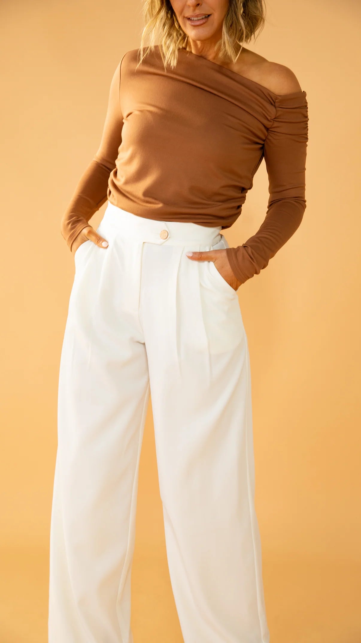 Stardust One Shoulder Top - Chocolate