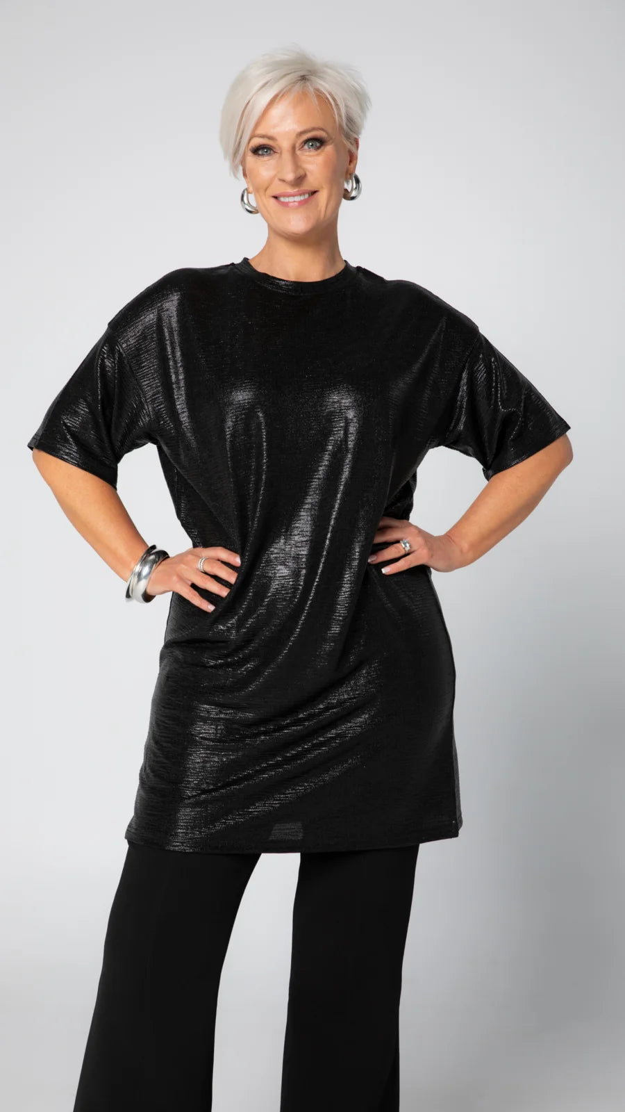 Sienna Sparkle Dress Top - Black - back